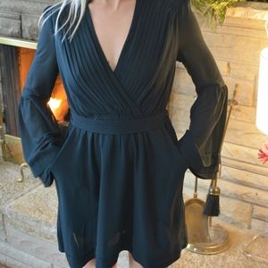 V-Neck Bell Sleeve Mini Dress