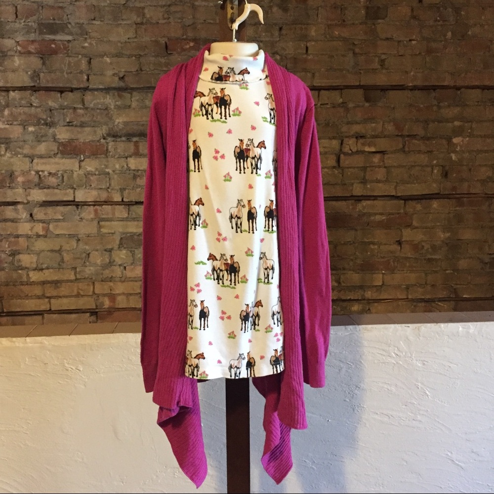 77Kids Cardigan With Equestrian T-Neck Sz 14