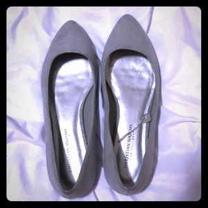 Silver pointy toe flats