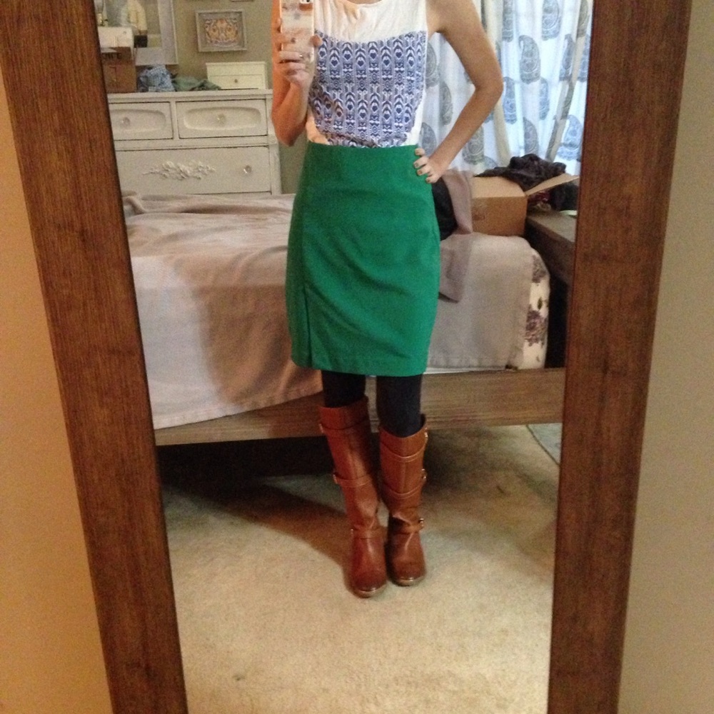 Ark & co green slit pencil skirt S