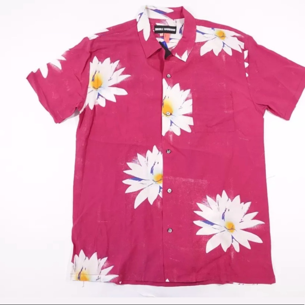 SOLD—DOUBLE RAINBOUU PINK FLORAL SHIRT SIZE S BNWT