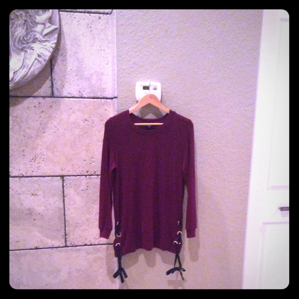 NWOT Long sleeve sweater.  Burgundy red top.