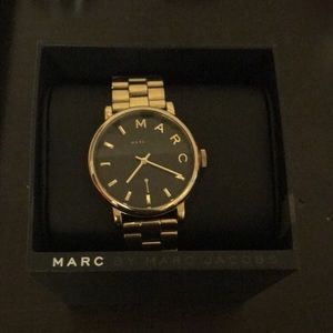 Marc Jacobs 36mm black dial gold tone watch