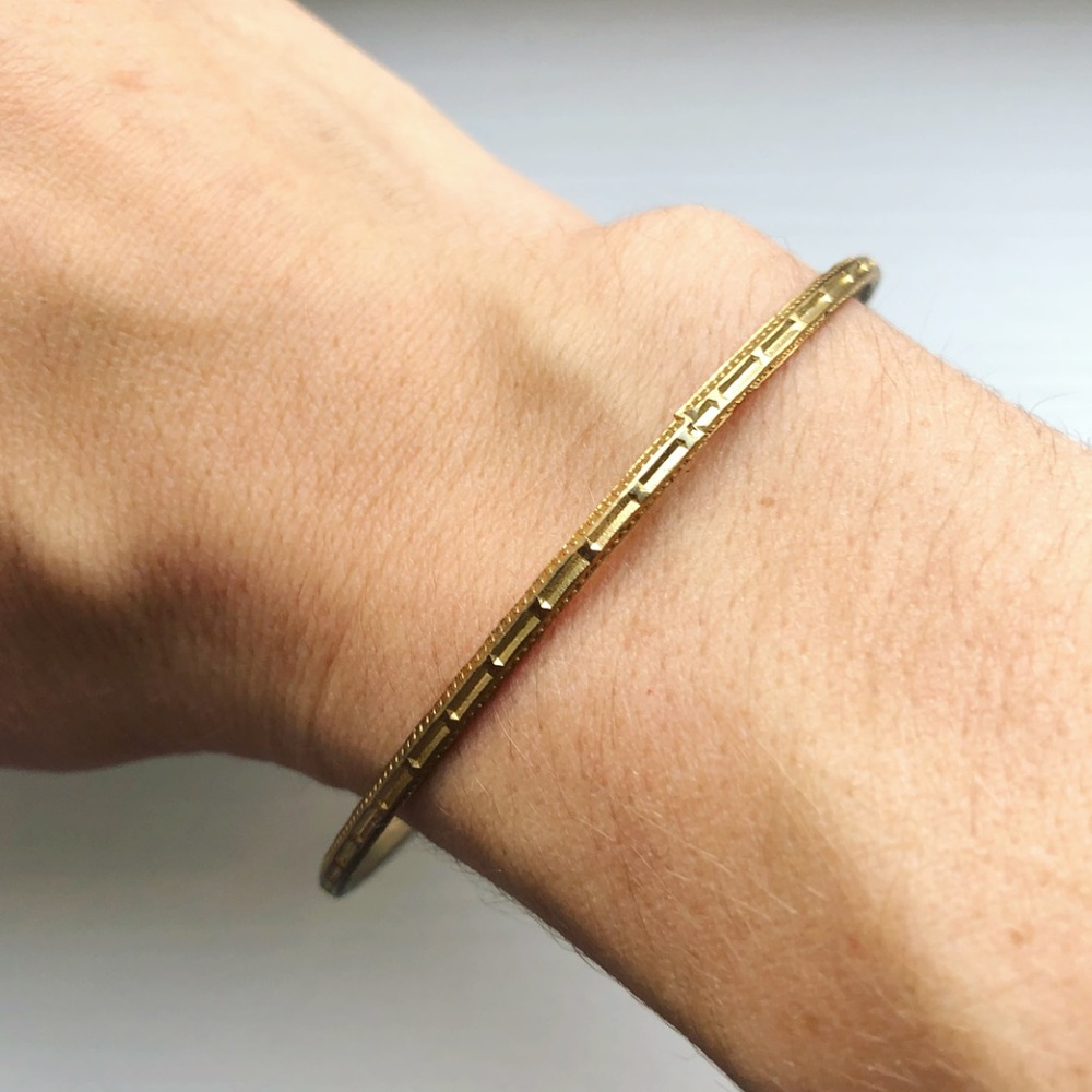 Vintage Gold Segmented Stacking Bangle Bracelet - image 1