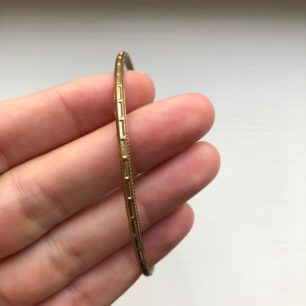Vintage Gold Segmented Stacking Bangle Bracelet - image 3