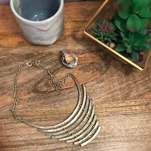 Brushed Gold Statement Necklace