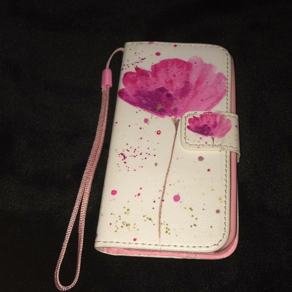 Painted pink flower Wallet case!