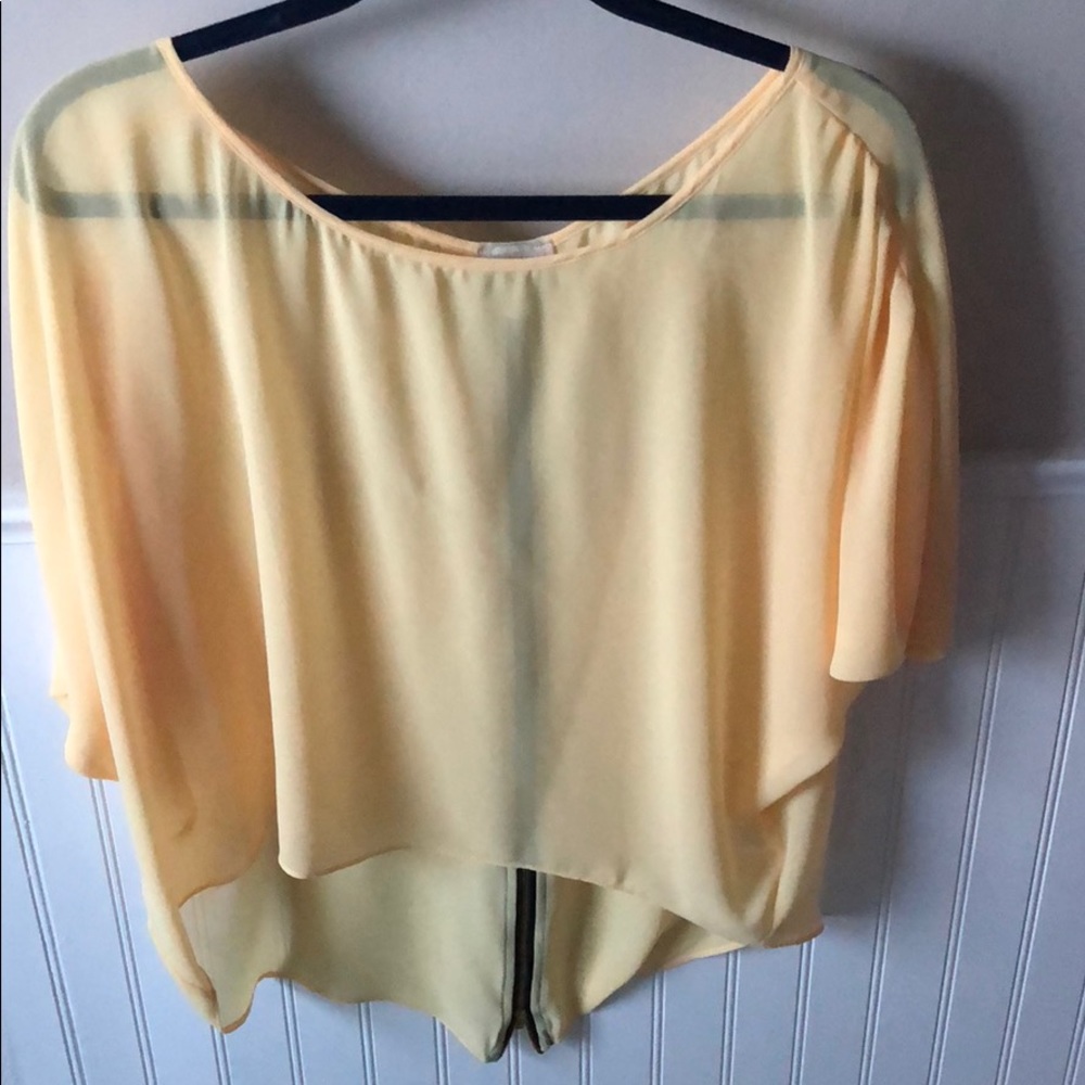 High low baby yellow chiffon top