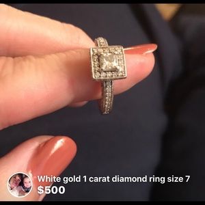 1 carat square diamond ring, size 7 for 500