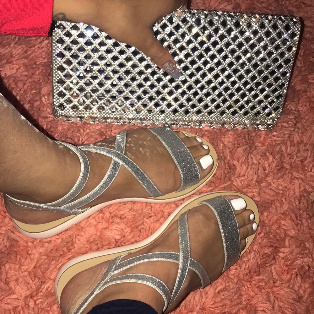 silver sparkly sandals