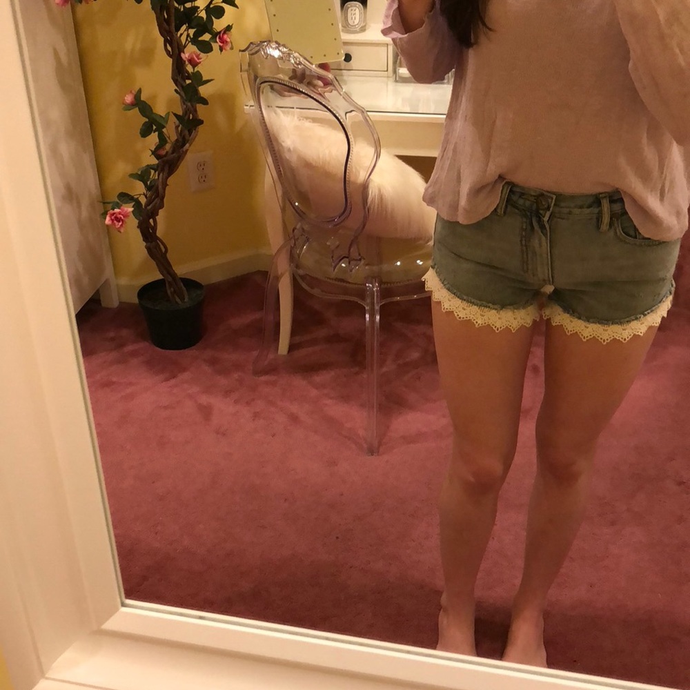 free people lacey denim shorts