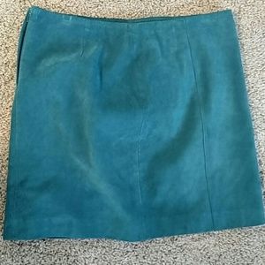 Teal suede mini skirt with side zipper