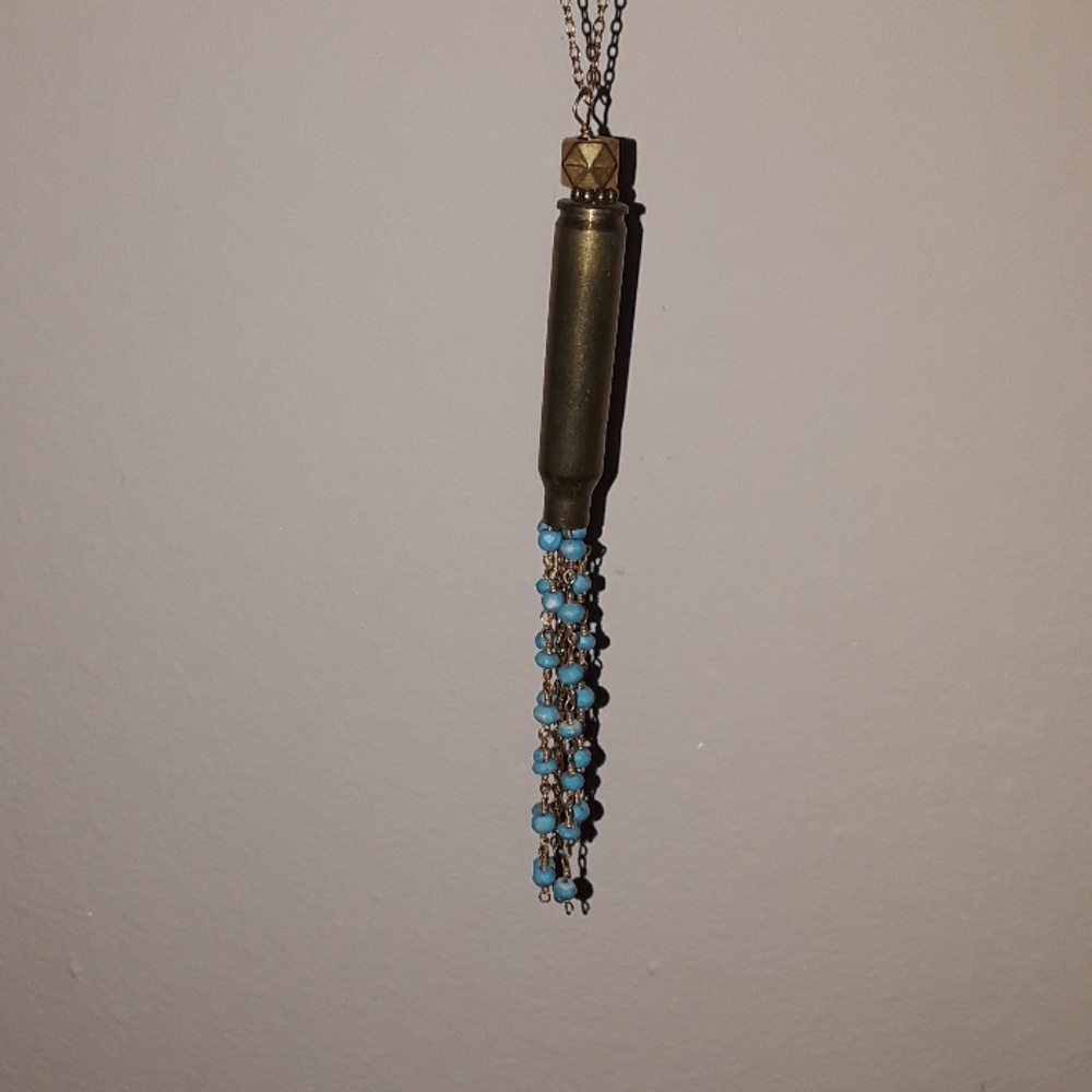 NWT .925 bullet casing with chain tassel Necklace