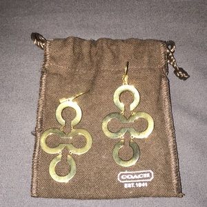 Gold Coach signature drop earrings