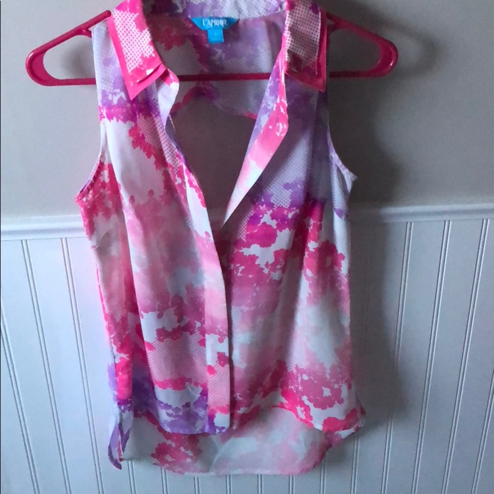 Pink, purple cut out back top