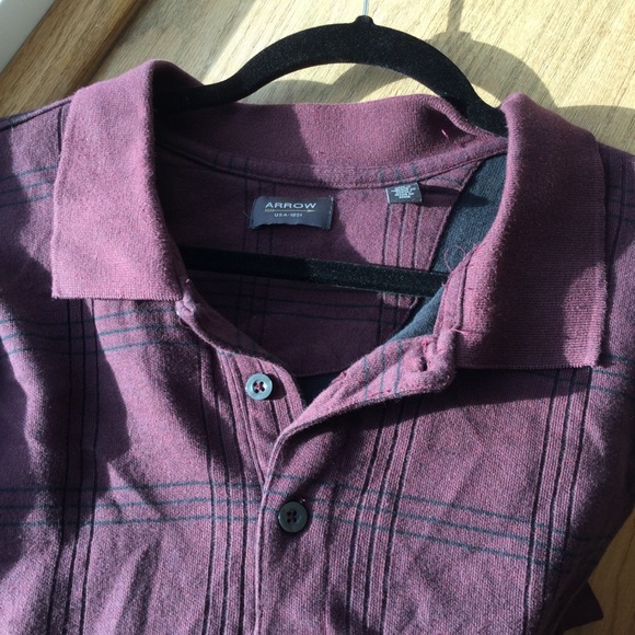 Arrow 3X Tall Burgundy long sleeve polo - Picture 2 of 3
