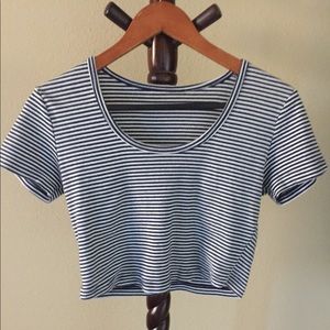 ➕American Apparel Striped Baby Rib Crop Tee➕