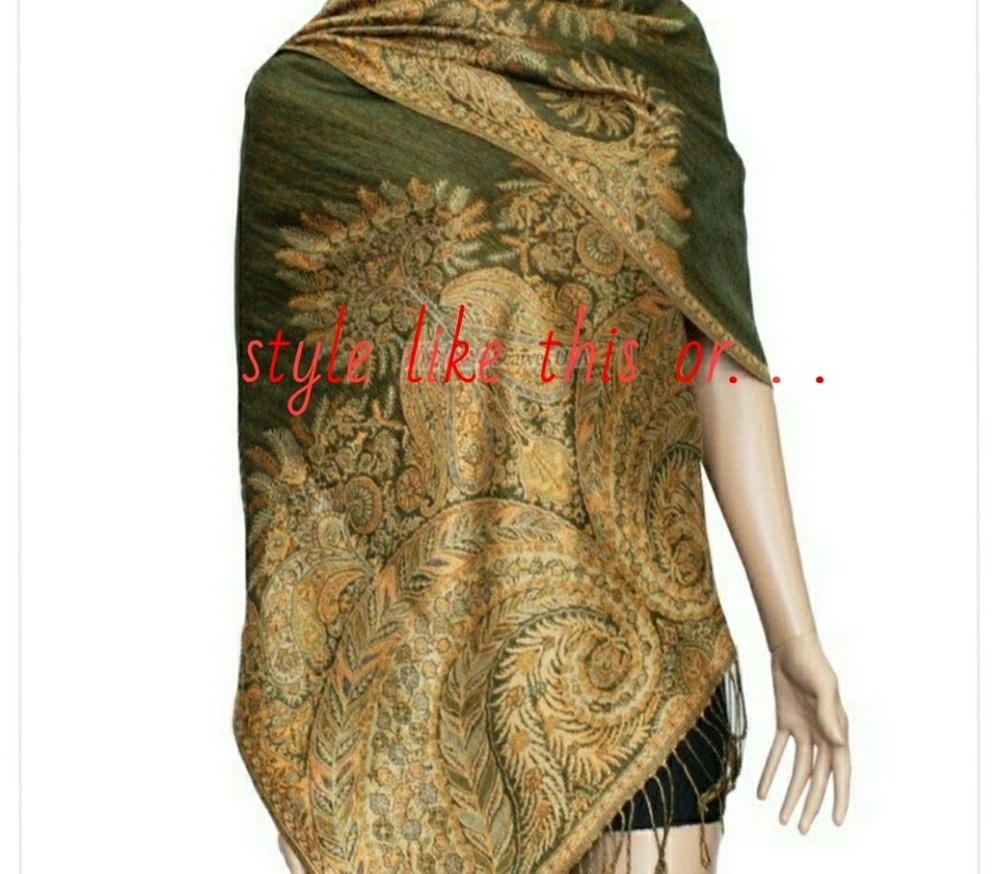 PASHMINA STYLE- Wrap/Shawl in OLIVE