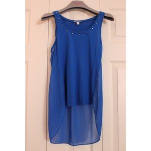 Blue and white tank tops