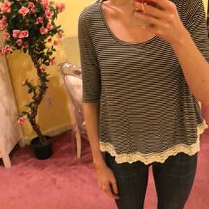 francesca’s striped lace trim top