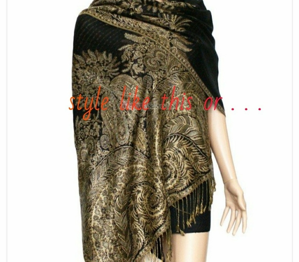 PASHMINA STYLE- Wrap/Shawl in BLACK