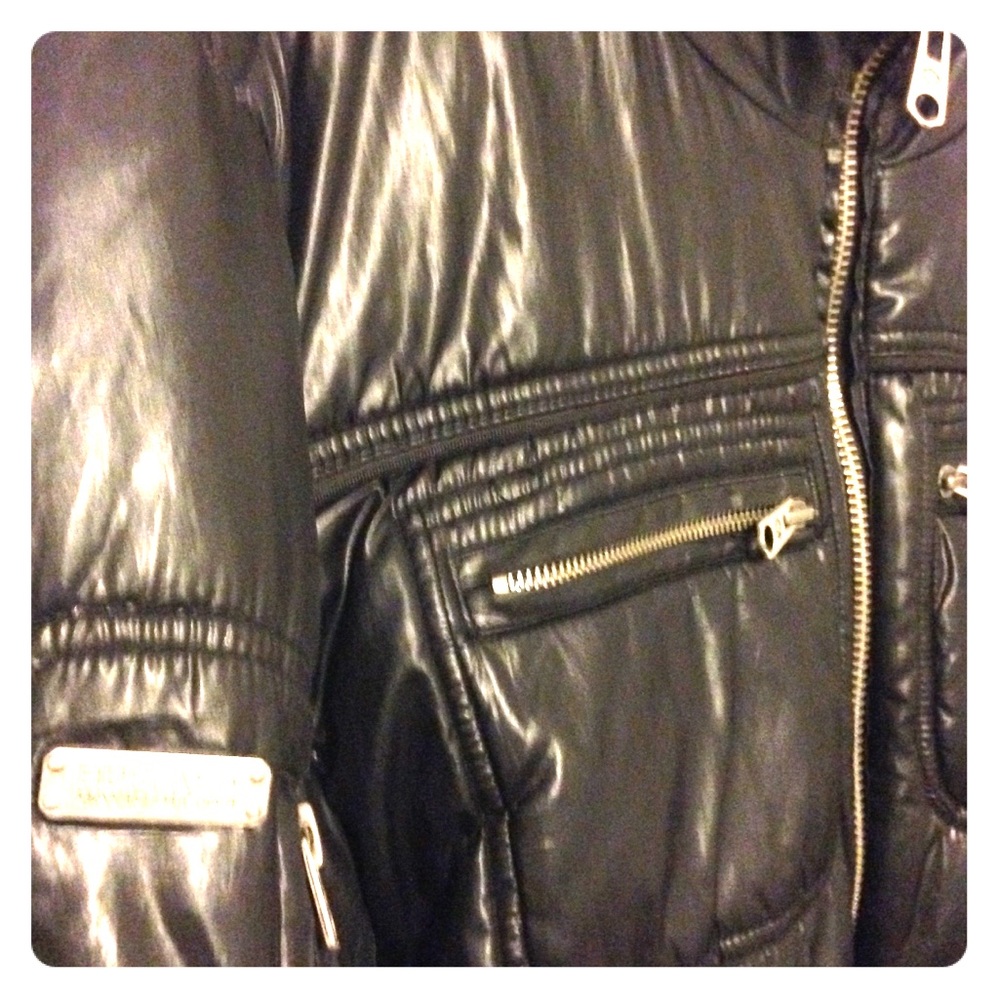 'BUFFALO' SHINY BLACK PUFF DOWN JACKET SILVER ZIPS