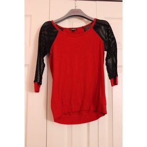 black and red baseball style tee