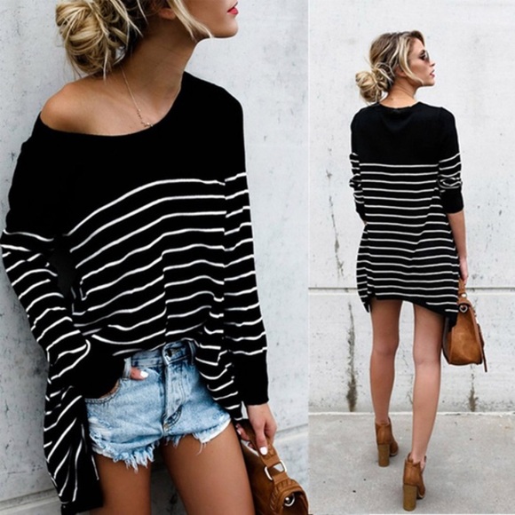 Tops - Rachel Striped Slouchy Shirt