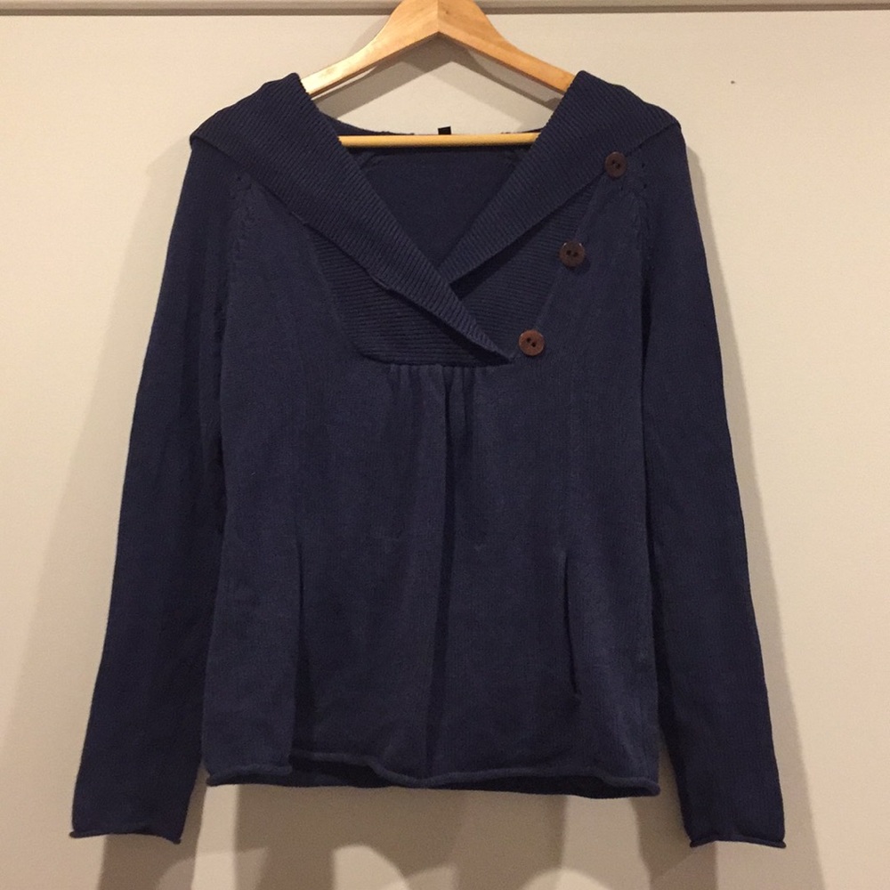 GAP Women's Navy Blue Hooded Sweater