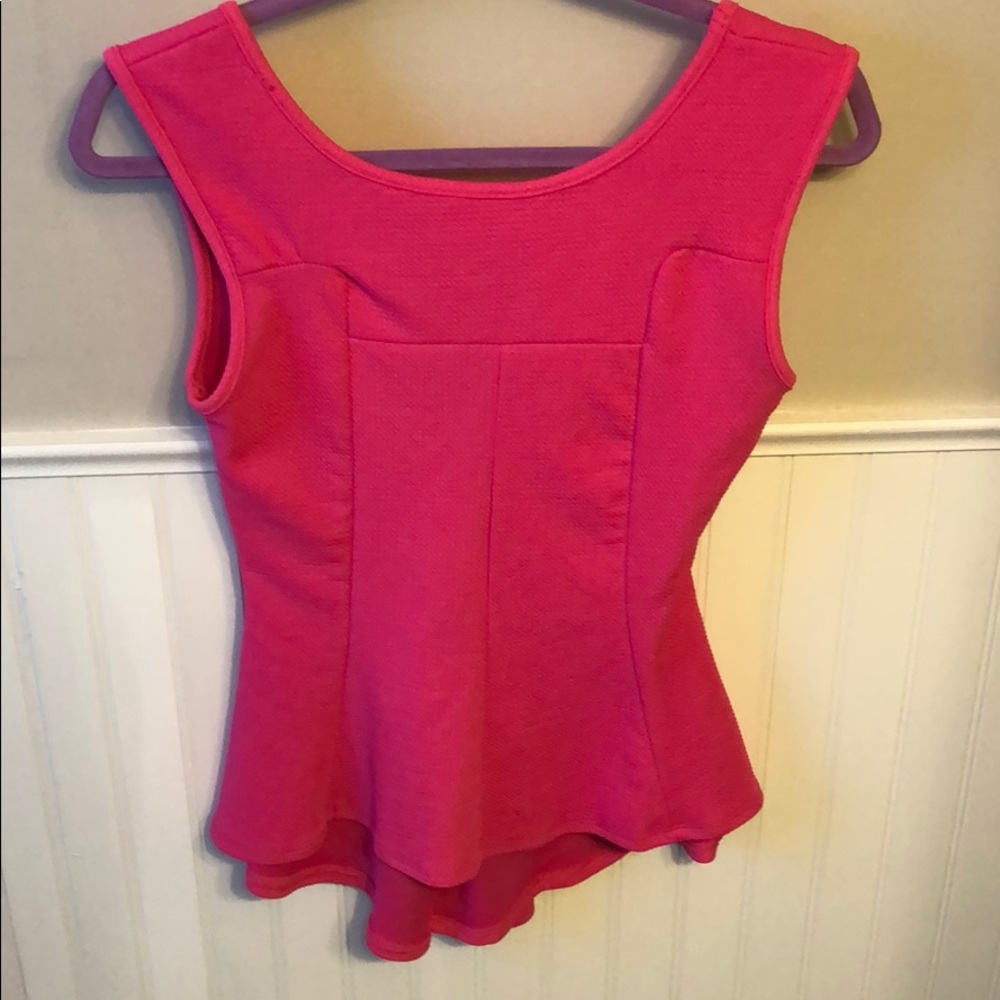 Fuschia high low peplum tank top