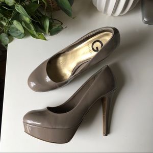 Grey Patent Leather Platform Heels