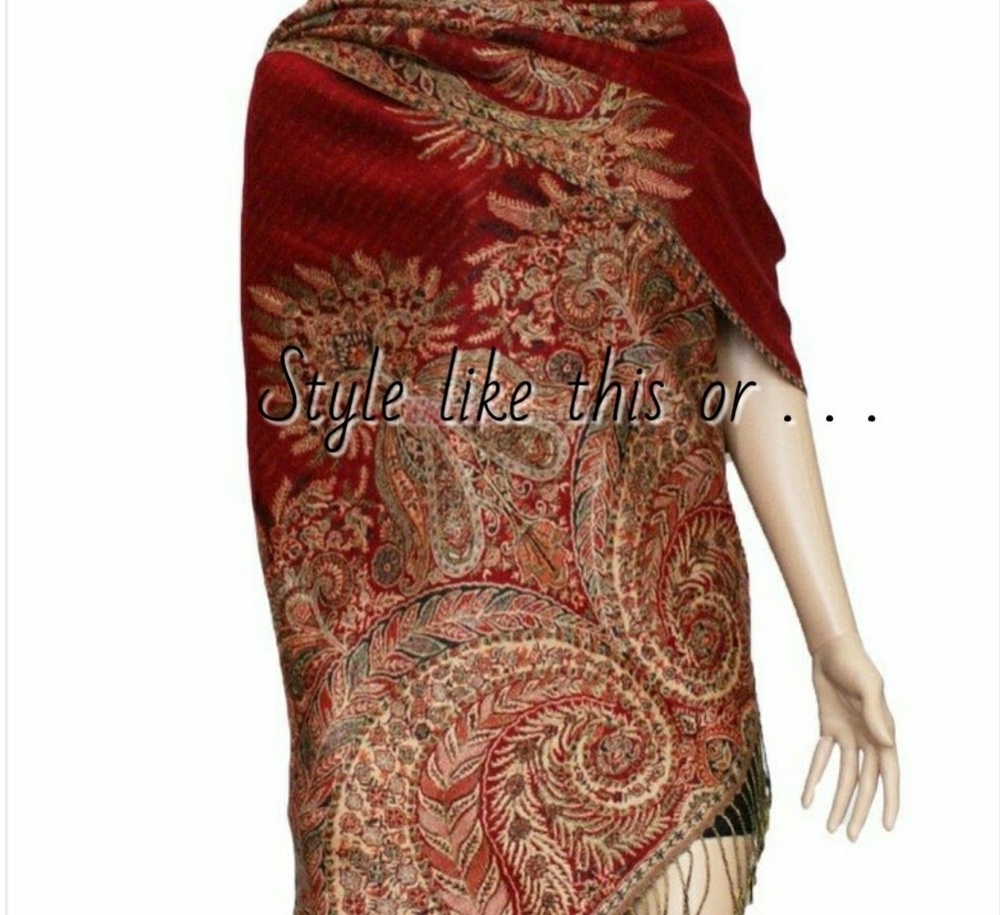 PASHMINA STYLE- Wrap/Shawl in RED