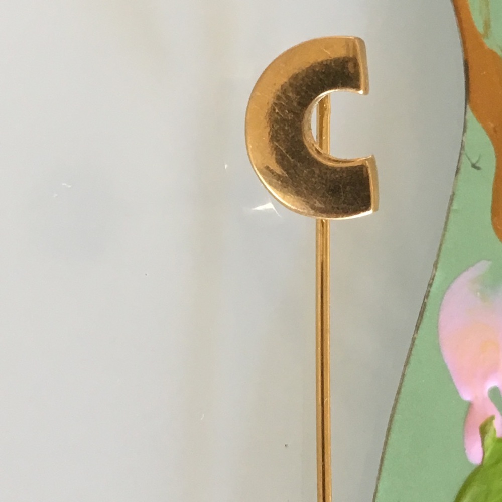 Gold tone, initial “C” stick pin