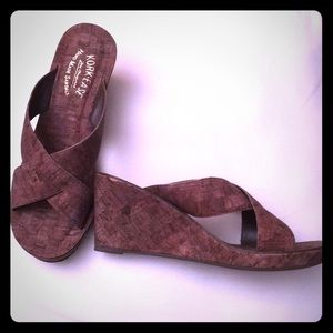 Kork-Ease Wedge Slides. Brown Cork Size 9