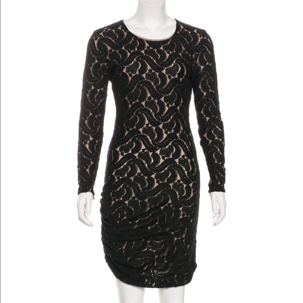 Black and nude A.L.C. Mini dress with side ruching