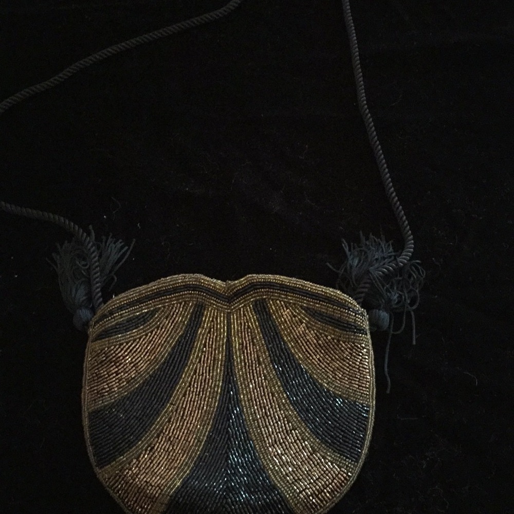 Black and gold evening beaded bag.