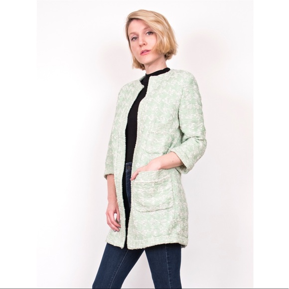 Zara Jackets & Blazers - ❌SOLD❌Zara mint green tweed longline jacket coat