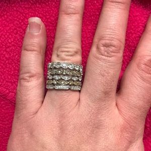 Set of five sterling silver stack rings