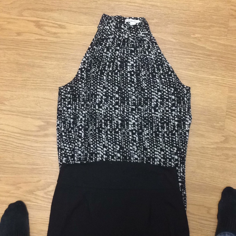 Kenneth Cole black and grey high neck blouse