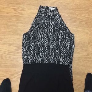 Kenneth Cole black and grey high neck blouse