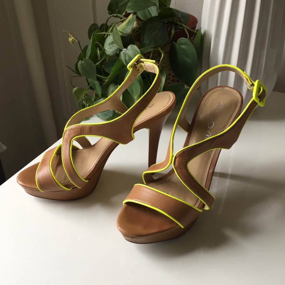 Aldo Tan and Neon Yellow Heels