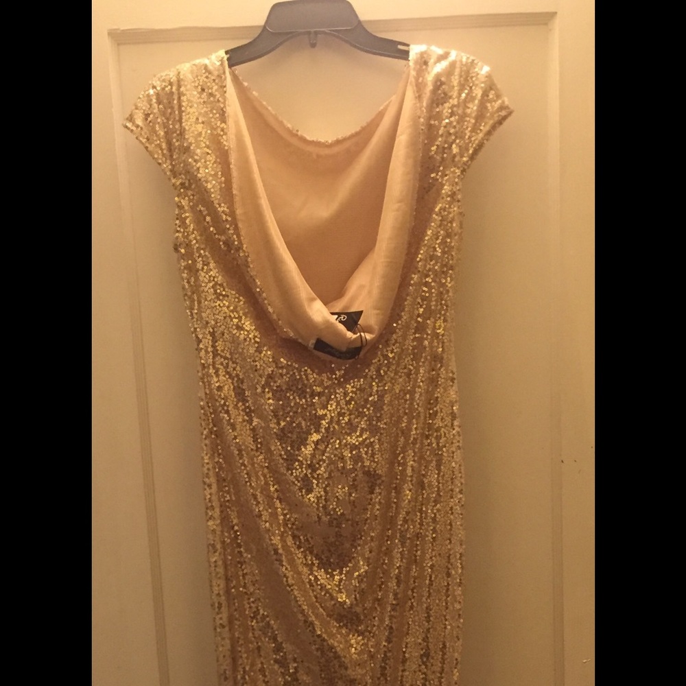 Gold long sequence dress