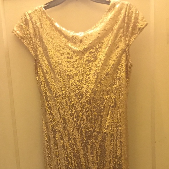 Gold long sequence dress - Picture 3 of 4