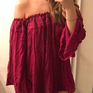 Magenta off the shoulder tunic