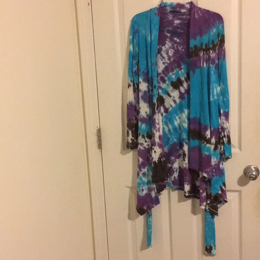 Tie dye pattern wrap dress/cover-up