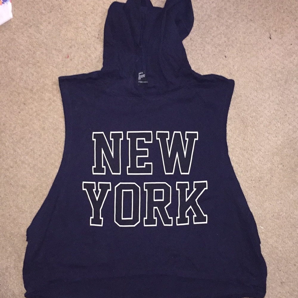 Forever 21 Navy Blue Muscle Tee w/ Hood