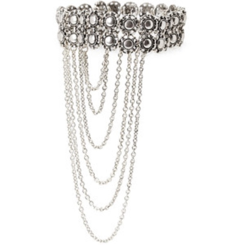 Silver chain upper arm cuff