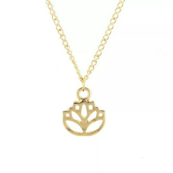 5 for $25 New Beginnings Gold Color Lotus Necklace - Picture 2 of 3
