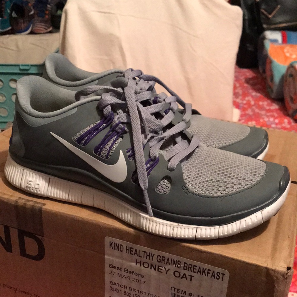 Grey and Purple Nike Free 5.0