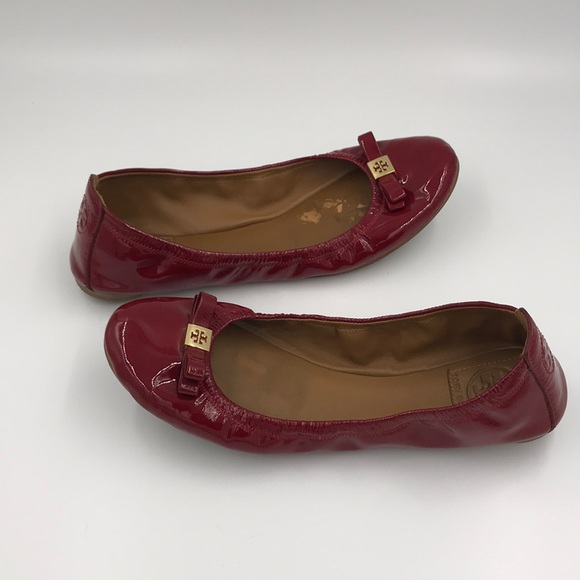 Tory Burch Shoes - Patent Red Leather Tory Burch Ballet Flats